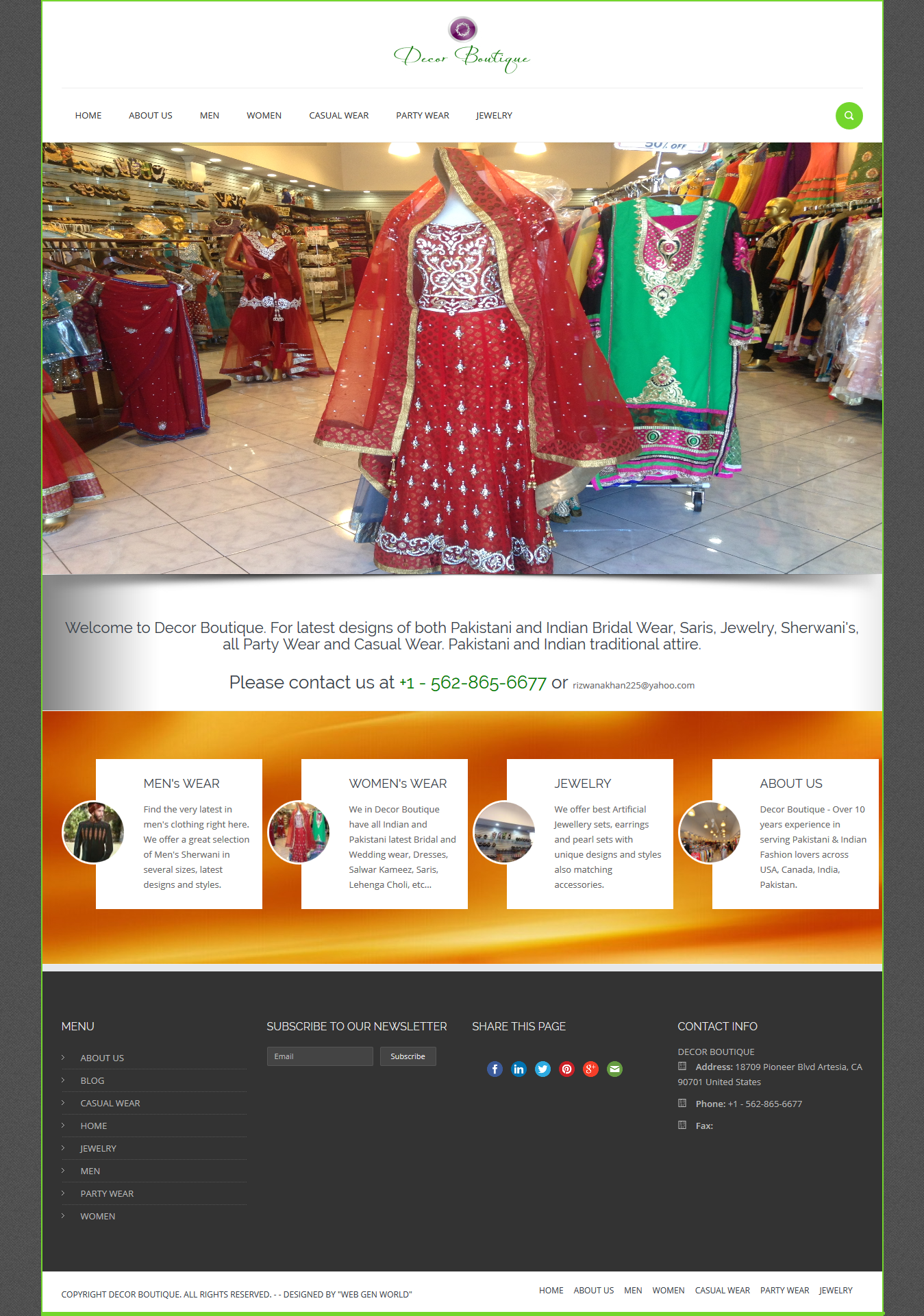Portfolio 18 DECOR BOUTIQUE - USA - Ecommerce Website Designed by Web Gen World