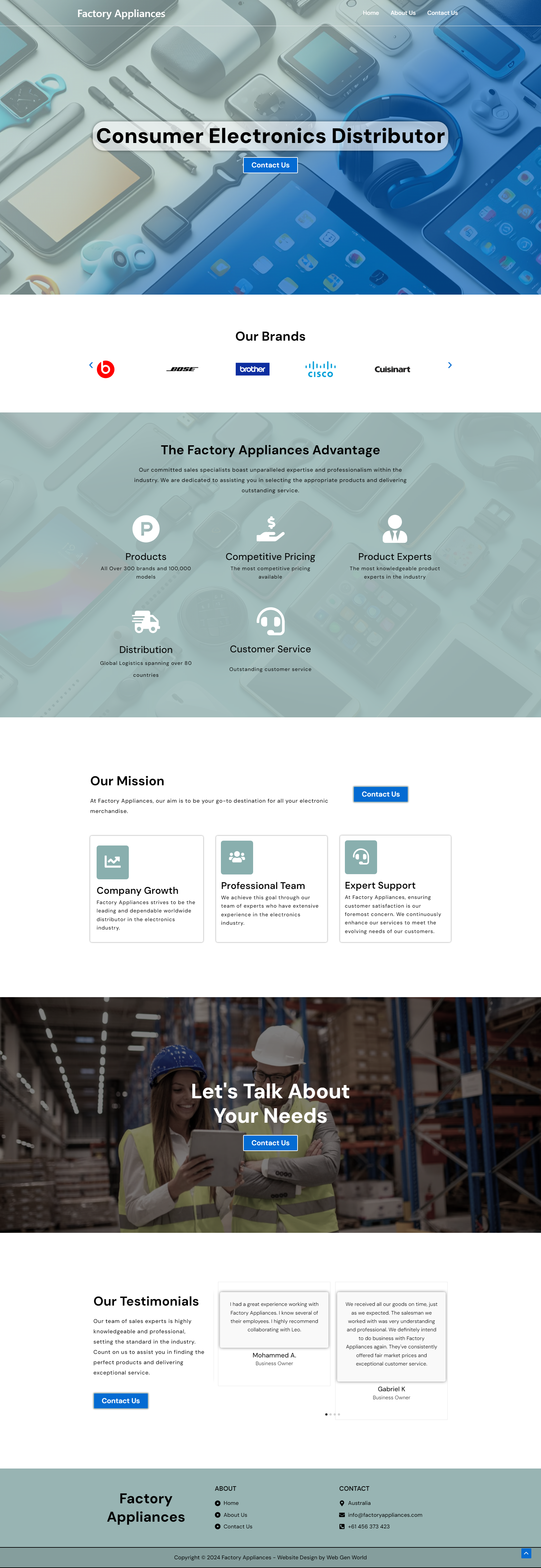 Portfolio 4 Factory Appliances - Australia - Ecommerce Website Designed by Web Gen World
