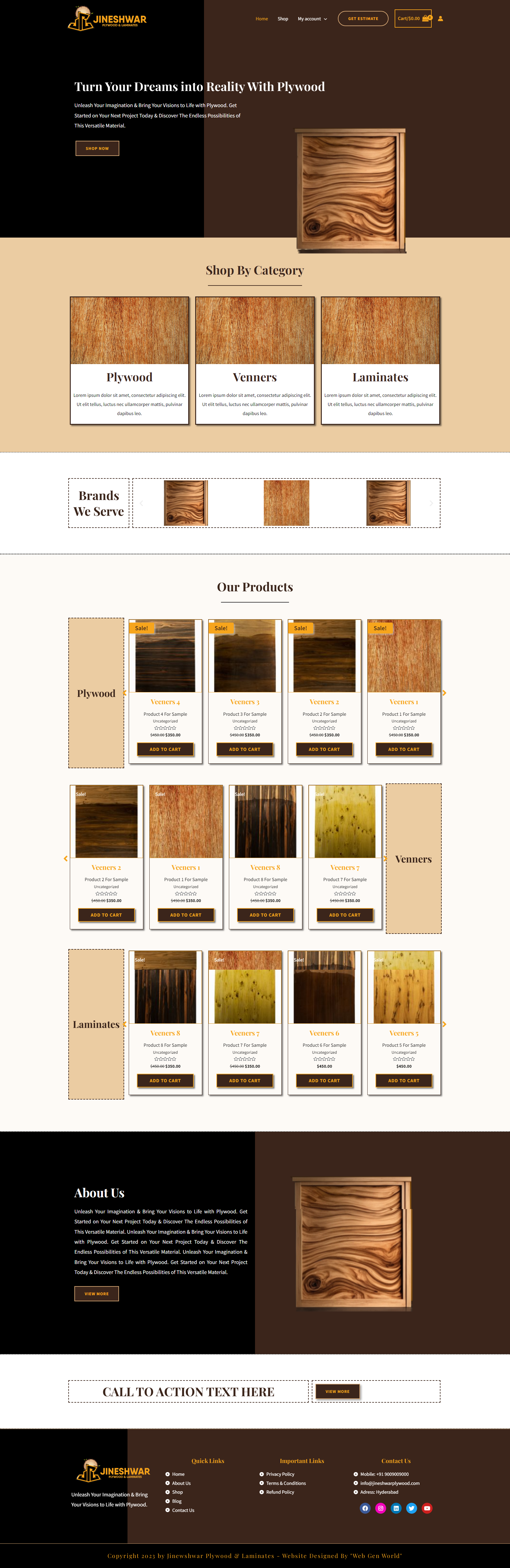 Portfolio 23 Jineshwar - India - Ply Wood Ecommerce Website Designed by Web Gen World