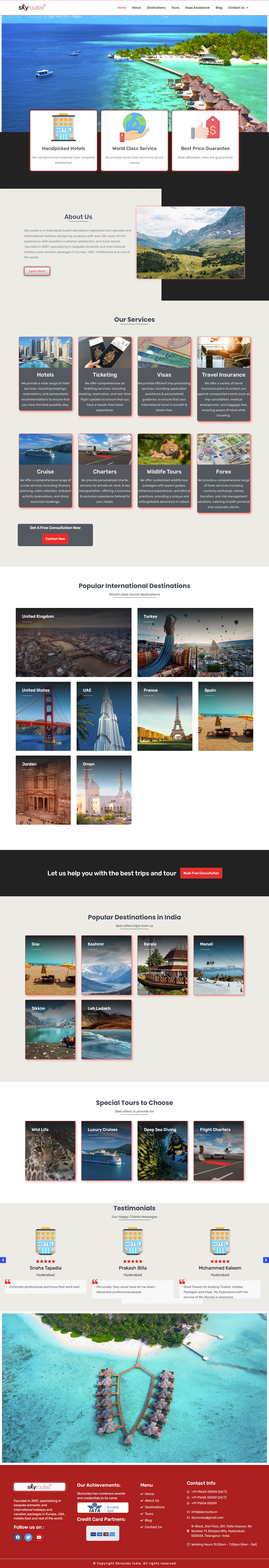 Portfolio 21 Sky Routes - India - Tours and Travels Website Designed by Web Gen World