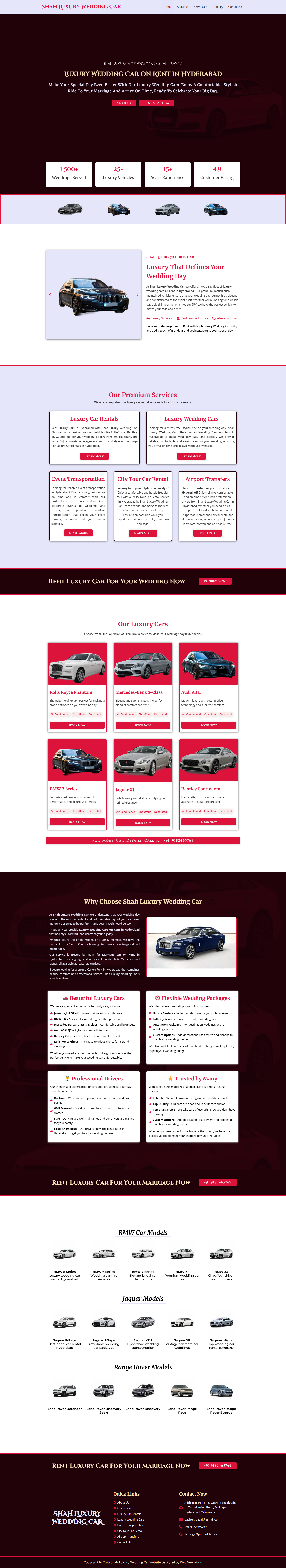 Shah Luxury Wedding Car - Rent a Car Website Designed in WordPress by Web Gen World - shahluxuryweddingcar.com